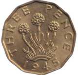 1945 THREEPENCE ( BU )