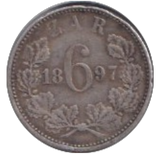 1897 SILVER SOUTH AFRICA SIX PENCE