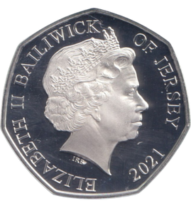 2021 SILVER PROOF COLOURED POPPY BAILIWICK OF JERSEY 50P