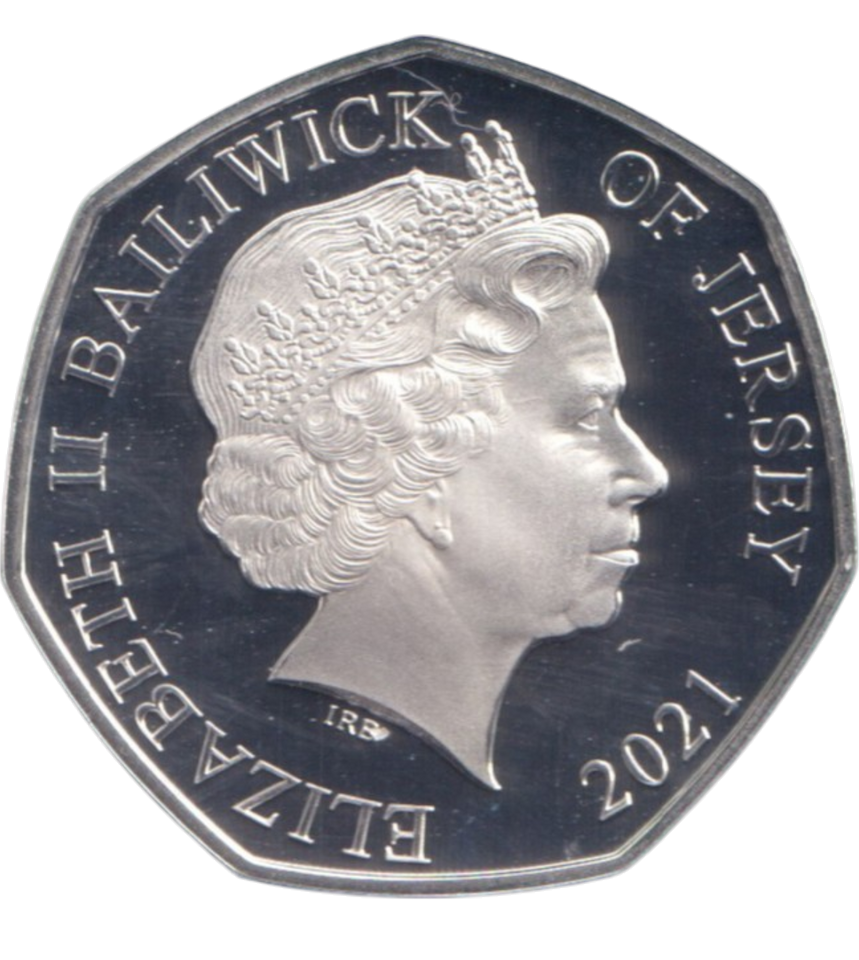 2021 SILVER PROOF COLOURED BRITISH ARMY POPPY BAILIWICK OF JERSEY 50P