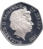 2021 SILVER PROOF COLOURED BRITISH ARMY POPPY BAILIWICK OF JERSEY 50P