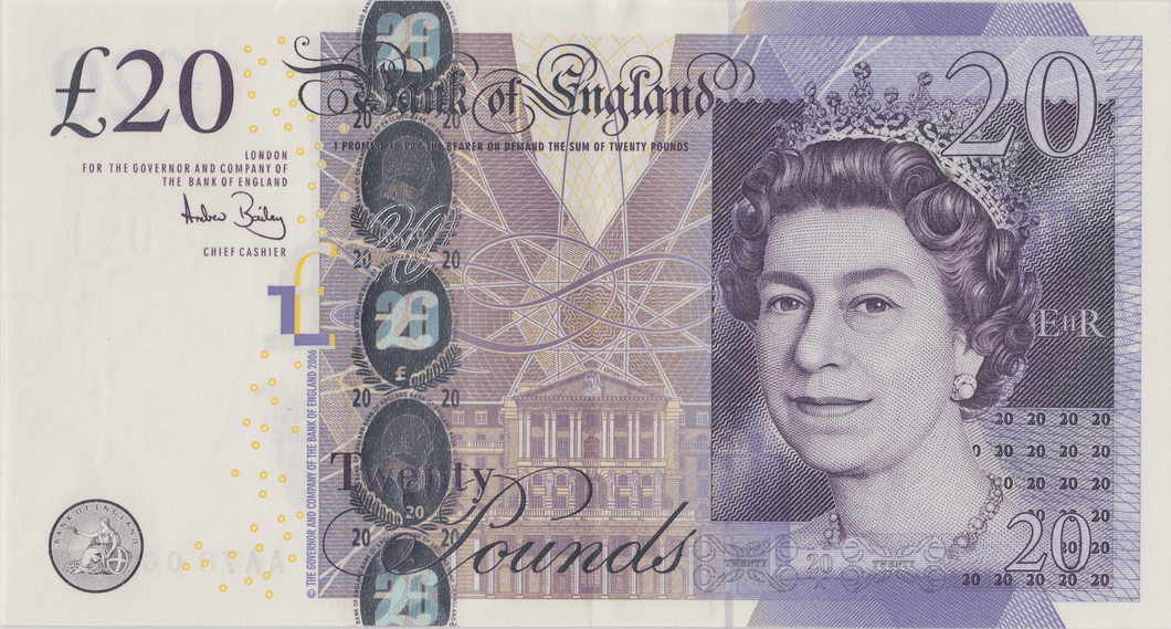 TWENTY POUNDS BANKNOTE BAILEY REF £20 - 35 - £20 BANKNOTES - Cambridgeshire Coins
