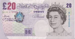 TWENTY POUNDS BANKNOTE BAILEY REF £20-36 ( EF ) SCARCE LAST RUN - £20 BANKNOTES - Cambridgeshire Coins