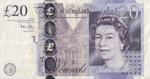 TWENTY POUNDS BANKNOTE BAILEY REF £20-48 ( VF ) - £20 BANKNOTES - Cambridgeshire Coins