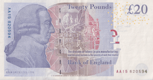 TWENTY POUNDS BANKNOTE BAILEY REF £20-49 ( EF ) - £20 BANKNOTES - Cambridgeshire Coins