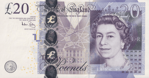 TWENTY POUNDS BANKNOTE BAILEY REF £20-52 ( UNC ) - £20 BANKNOTES - Cambridgeshire Coins