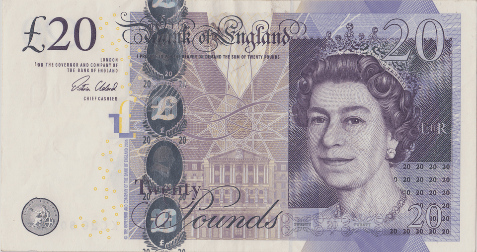 TWENTY POUNDS BANKNOTE CLELAND REF £20 - 34 - £20 BANKNOTES - Cambridgeshire Coins