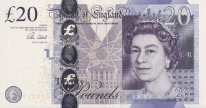 TWENTY POUNDS BANKNOTE CLELAND REF £20-44 ( UNC ) - £20 BANKNOTES - Cambridgeshire Coins