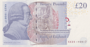 TWENTY POUNDS BANKNOTE CLELAND REF £20-45 ( UNC ) - £20 BANKNOTES - Cambridgeshire Coins