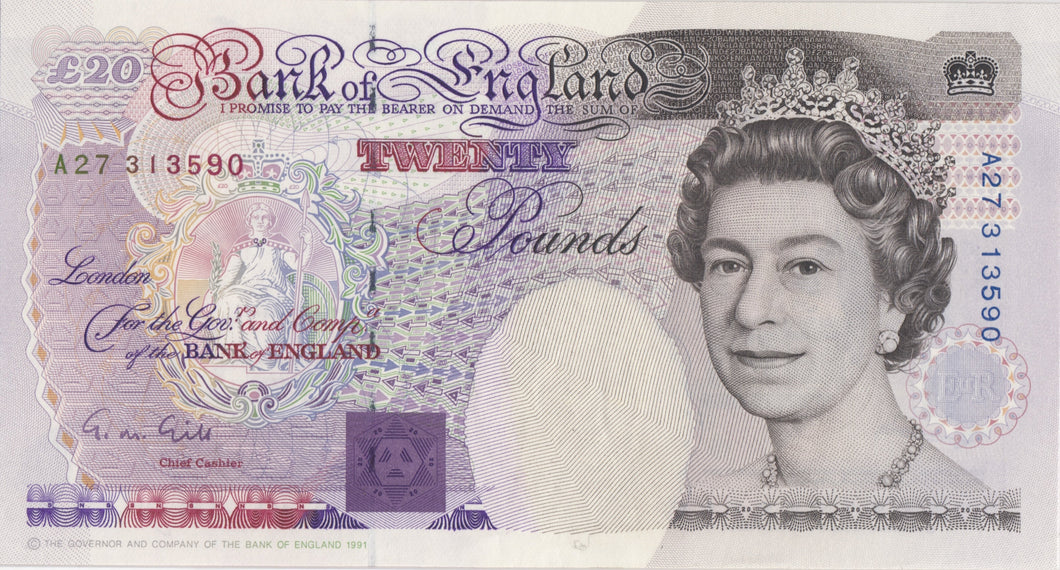 TWENTY POUNDS BANKNOTE GILL REF £20 - 13 - £20 BANKNOTES - Cambridgeshire Coins