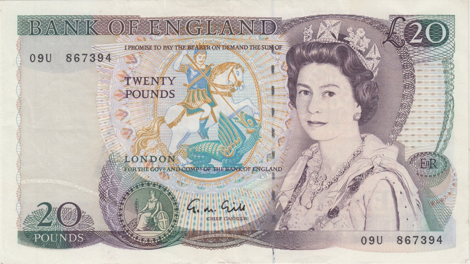 TWENTY POUNDS BANKNOTE GILL REF £20 - 22 - £20 BANKNOTES - Cambridgeshire Coins
