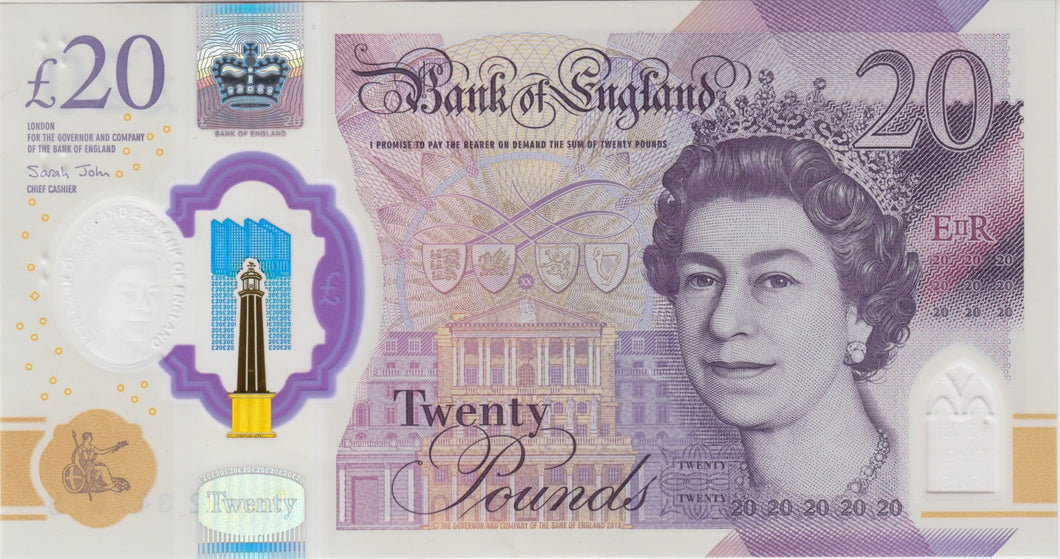 TWENTY POUNDS BANKNOTE JOHNS REF £20 - 28 - £20 BANKNOTES - Cambridgeshire Coins