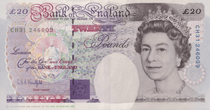 TWENTY POUNDS BANKNOTE KENTFIELD REF £20-18 ( AUNC ) - £20 BANKNOTES - Cambridgeshire Coins