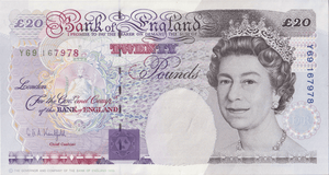 TWENTY POUNDS BANKNOTE KENTFIELD REF £20 - 44 - £20 BANKNOTES - Cambridgeshire Coins