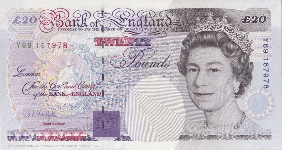 TWENTY POUNDS BANKNOTE KENTFIELD REF £20 - 44 - £20 BANKNOTES - Cambridgeshire Coins