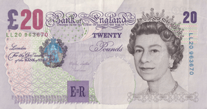 TWENTY POUNDS BANKNOTE LOWTHER REF £20-34 ( VF ) - £20 BANKNOTES - Cambridgeshire Coins