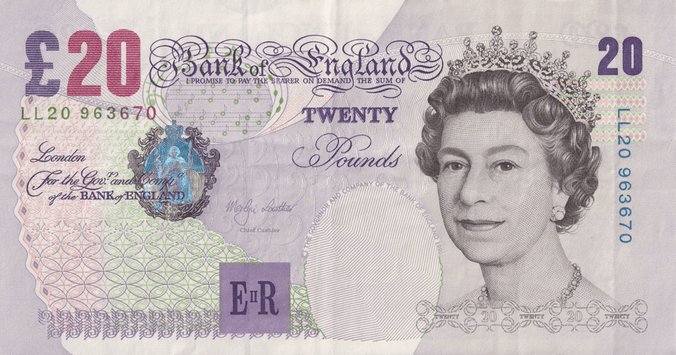TWENTY POUNDS BANKNOTE LOWTHER REF £20-34 ( VF ) - £20 BANKNOTES - Cambridgeshire Coins