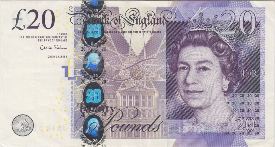 TWENTY POUNDS BANKNOTE SALMON REF £20 - 27 - £20 BANKNOTES - Cambridgeshire Coins