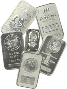 VARIOUS SILVER 999 ONE OUNCE SILVER BARS USA CANADA UK GERMANY SWISS LUCKY DIP - BULLION - Cambridgeshire Coins