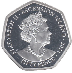 2021 50P SILVER PROOF PLATED ASCENSION ISLAND