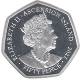 2021 50P SILVER PROOF PLATED ASCENSION ISLAND