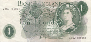 £1 BANK OF ENGLAND PAGE BANK NOTE STANDARD GRADE REF 31 - £1 Banknotes - Cambridgeshire Coins
