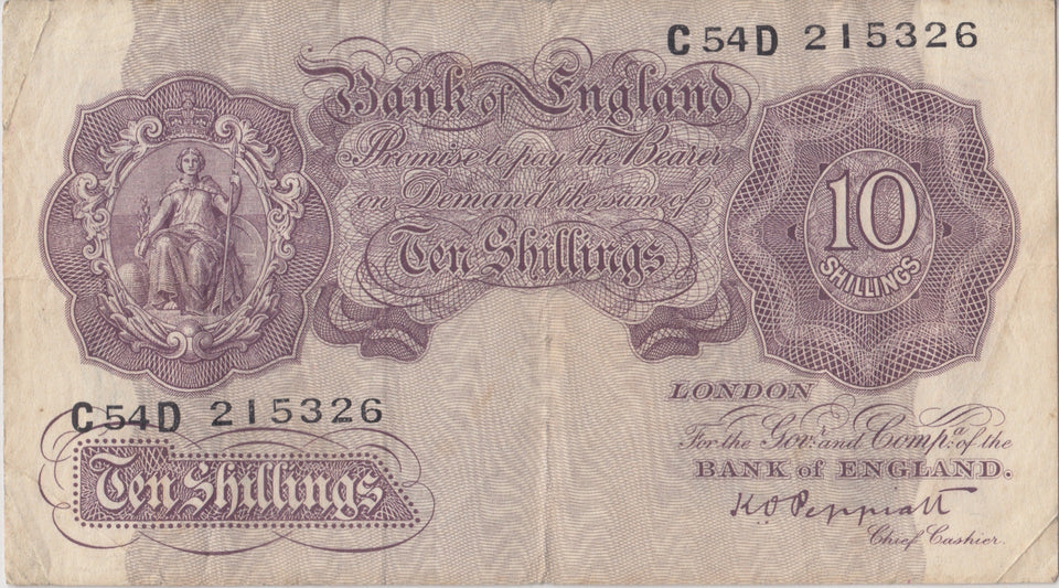10 SHILLINGS BANKNOTE PEPPIATT REF SHILL-39 - 10 Shillings Banknotes - Cambridgeshire Coins