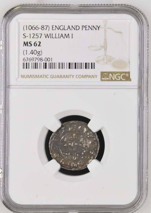 1066-87 ENGLAND S-1257 WILLIAM I PENNY ( NGC ) MS 62 NGC SILVER