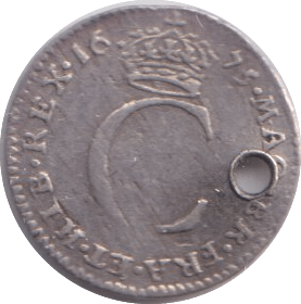 1675 MAUNDY PENNY ( FINE ) HOLED - Maundy Coins - Cambridgeshire Coins