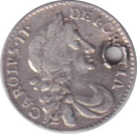 1675 MAUNDY PENNY ( FINE ) HOLED - Maundy Coins - Cambridgeshire Coins