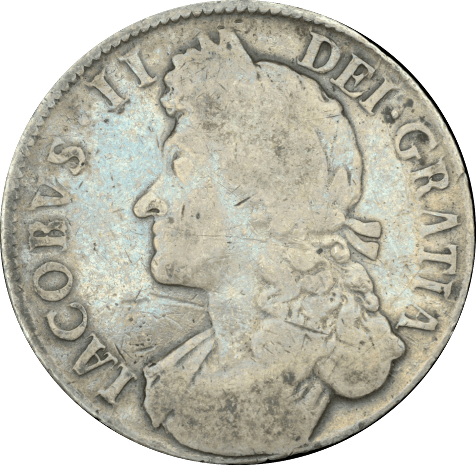 1687 CROWN ( F ) JAMES II SECOND BUST TERITO - Crown - Cambridgeshire Coins