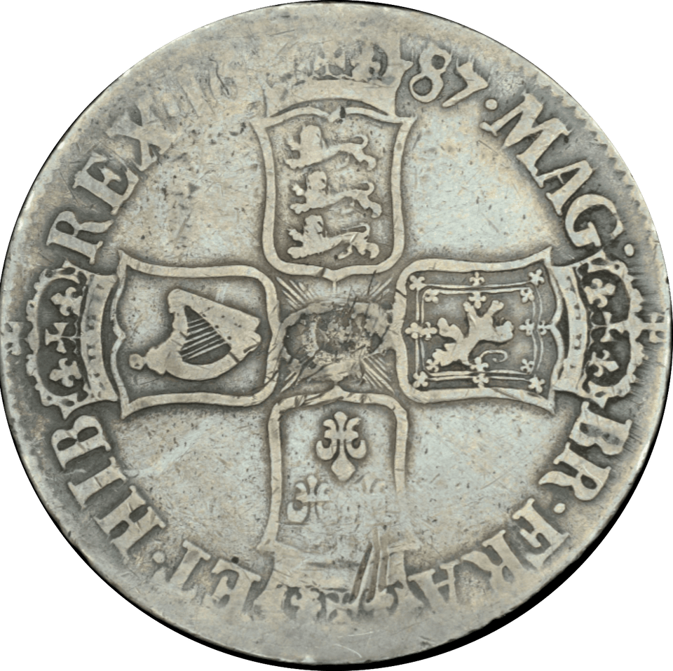 1687 CROWN ( F ) JAMES II SECOND BUST TERITO - Crown - Cambridgeshire Coins