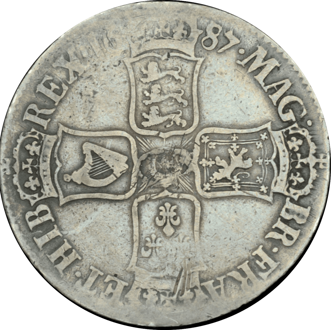 1687 CROWN ( F ) JAMES II SECOND BUST TERITO - Crown - Cambridgeshire Coins