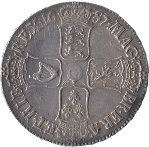 1687 CROWN JAMES II ( AUNC ) TERTIO - Crown - Cambridgeshire Coins