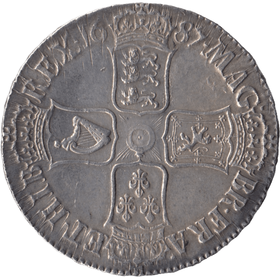 1687 CROWN JAMES II ( AUNC ) TERTIO - Crown - Cambridgeshire Coins