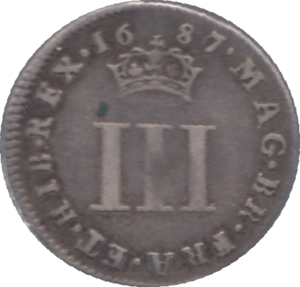 1687 MAUNDY THREEPENCE ( FINE ) 3 - Maundy Coins - Cambridgeshire Coins