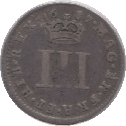 1687 MAUNDY THREEPENCE ( FINE ) - Maundy Coins - Cambridgeshire Coins