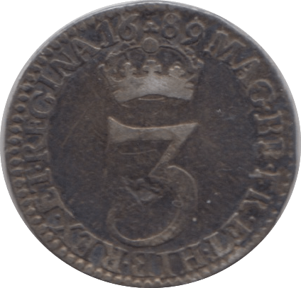 1689 MAUNDY THREEPENCE ( GF ) 2 - Maundy Coins - Cambridgeshire Coins