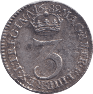 1689 MAUNDY THREEPENCE ( VF ) - MAUNDY THREEPENCE - Cambridgeshire Coins