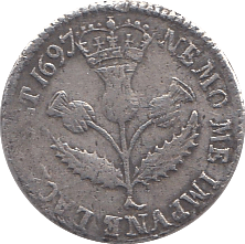 1697 SCOTTISH FIVE SHILLINGS ( RARE )