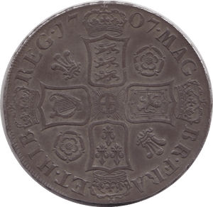 1707 CROWN ( AUNC ) SECUNDO - Crown - Cambridgeshire Coins