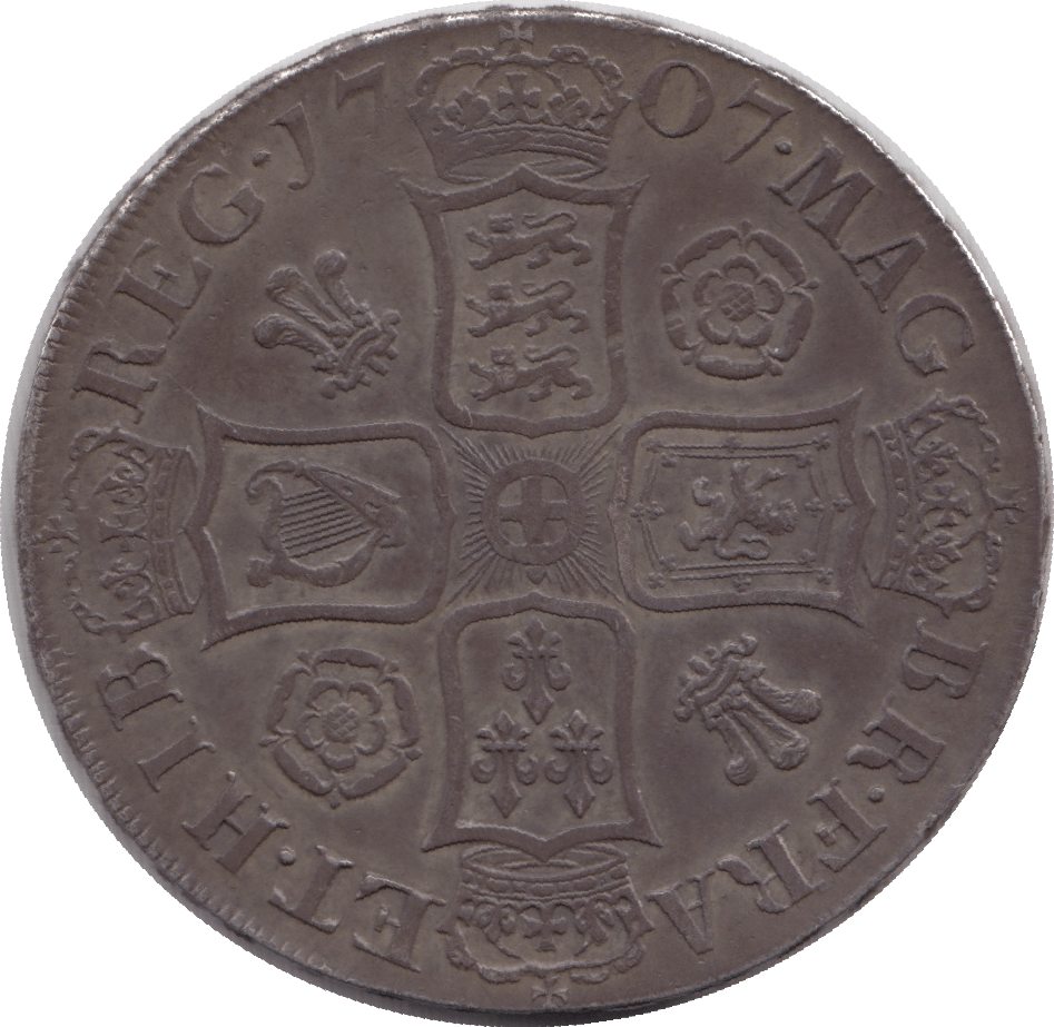 1707 CROWN ( AUNC ) SECUNDO - Crown - Cambridgeshire Coins