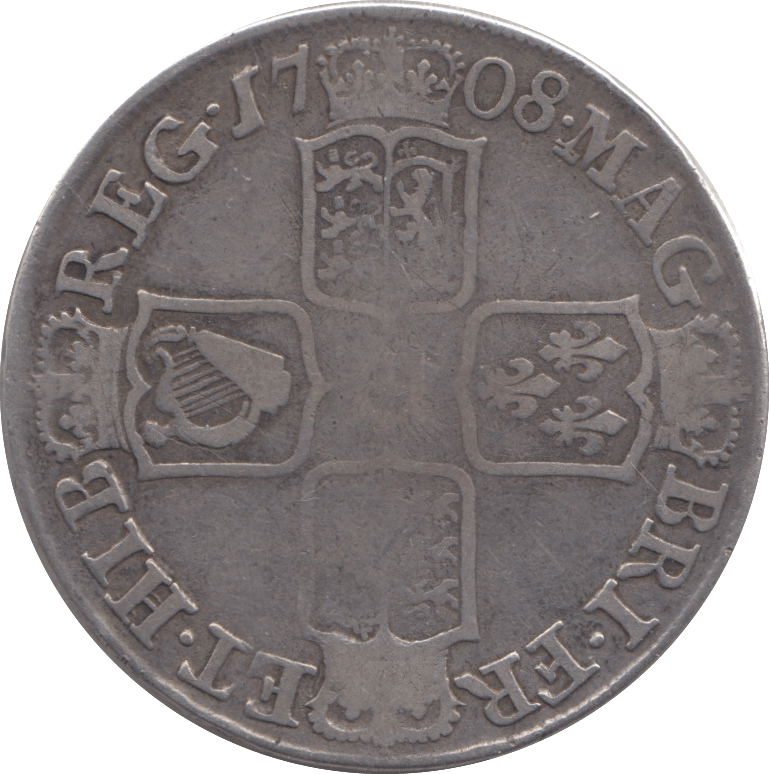 1708 HALFCROWN ( FINE ) D - HALFCROWN - Cambridgeshire Coins