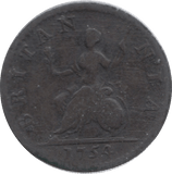 1754 FARTHING ( FINE ) - Farthing - Cambridgeshire Coins