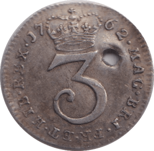 1762 MAUNDY THREEPENCE ( GVF ) - Maundy Coins - Cambridgeshire Coins