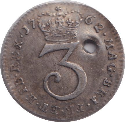 1762 MAUNDY THREEPENCE ( GVF ) - Maundy Coins - Cambridgeshire Coins