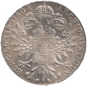 1780 SILVER THALER RESTRIKE MARIA THERESA - SILVER WORLD COINS - Cambridgeshire Coins