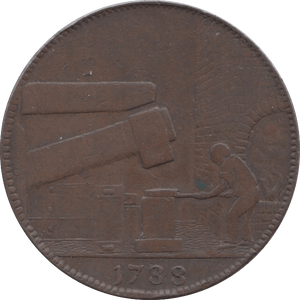 1788 HALFPENNY TOKEN WARWICKSHIRE MAN AT FORGE J.WILKINSON DH 379 ( REF 56 ) - Token - Cambridgeshire Coins