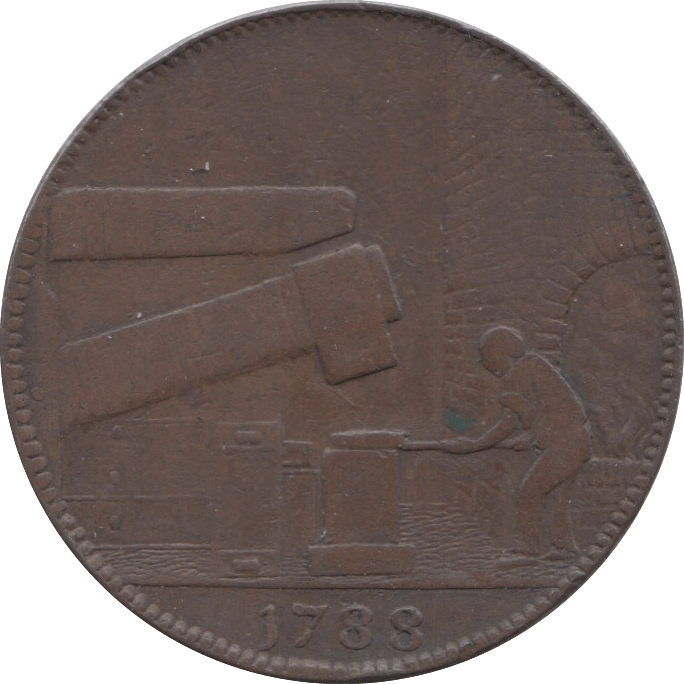 1788 HALFPENNY TOKEN WARWICKSHIRE MAN AT FORGE J.WILKINSON DH 379 ( REF 56 ) - Token - Cambridgeshire Coins