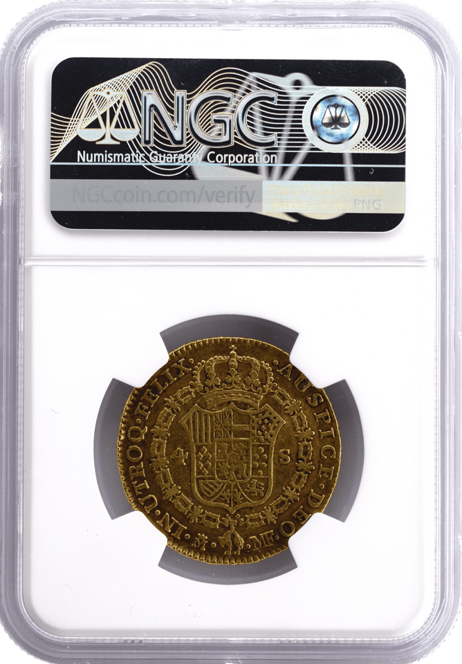 1789 M GOLD MF SPAIN 4E (NGC) VF 35 - NGC CERTIFIED COINS - Cambridgeshire Coins